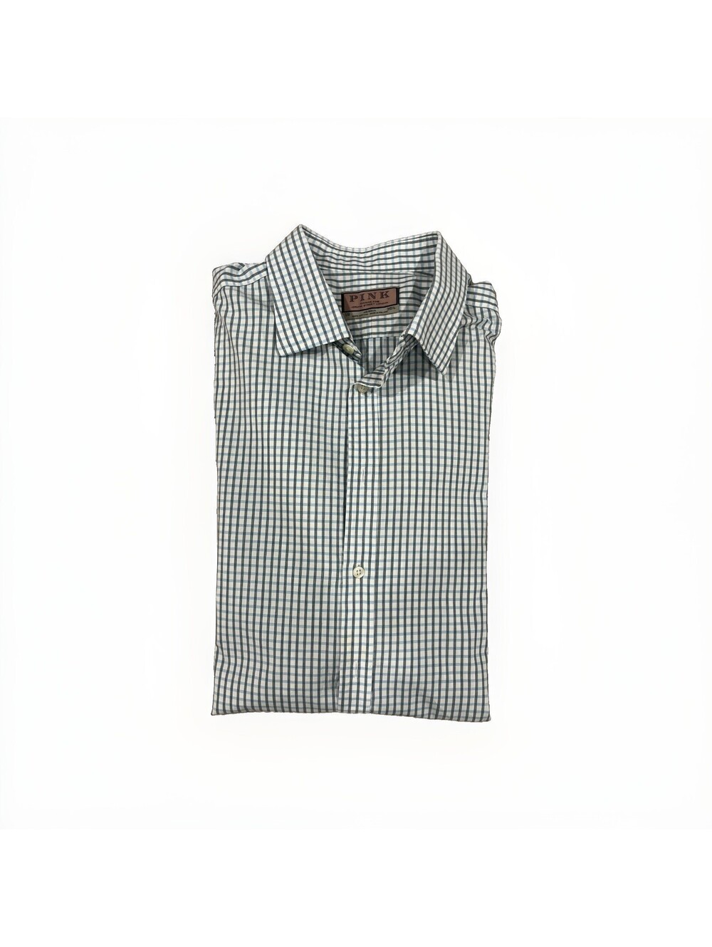 THOMAS PINK MENS DRESS SHIRT CHECKERED PATTERN 18/35.5 IRELAND VGC FRENCH CUFF